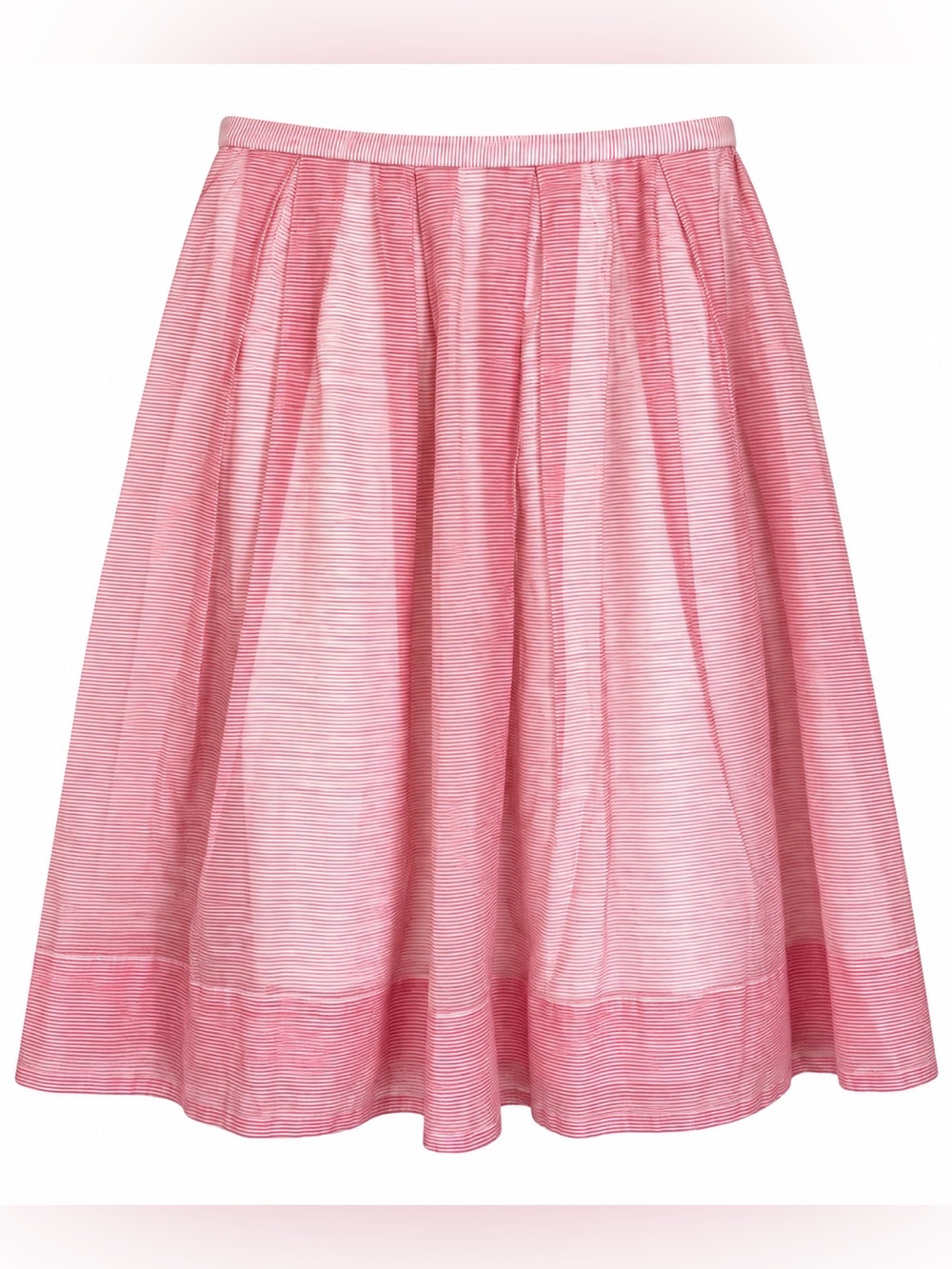 Red White Striped Silk Cotton Full Skirt - Talbots